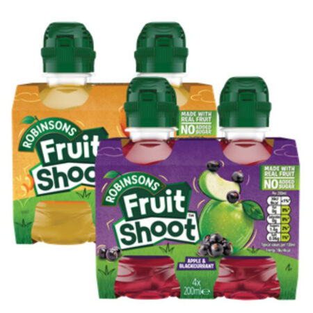 Robinsons Fruit Shoot Apple & Blackcurrant or Orange Juice Drink 4x200ml