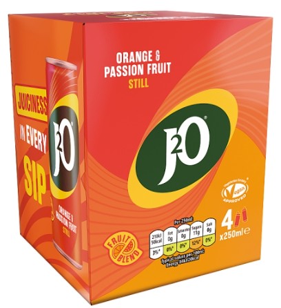 J2O Orange and Passionfruit 4X250ML