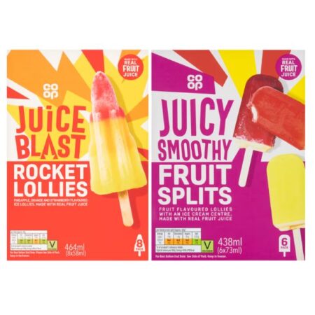 Co-op Rocket Lollies 8pk 464ML or Assorted Ice Cream Splits 6pk 438ML
