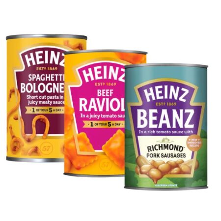 Heinz Spaghetti Bolognese, Ravioli, or Spaghetti & Richmond Sausages 400G