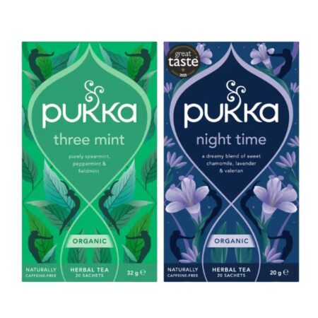 Pukka Three Mint, or Night Time Organic Herbal Tea 20s 32G