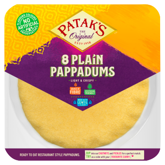 Pataks Ready To Eat Plain Pappadums 8 Pack 64G