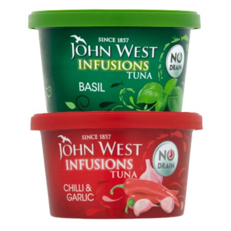John West Infusions Tuna Chilli and Garlic, OR Basil 80G