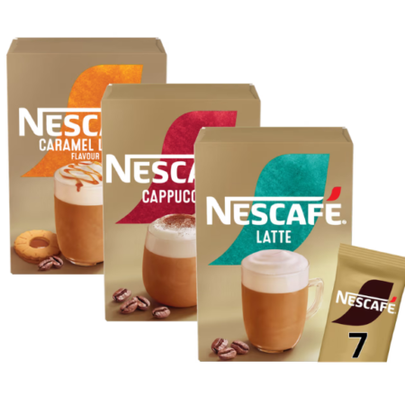 Nescafe Caramel Latte 7X17G, Cappuccino 7X15.5G, or Latte 7X18G